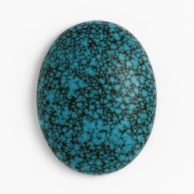 Cabochon turquoise du Tibet 12,6 carats – pierre naturelle bleue veinée noire